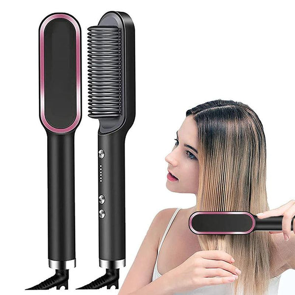 Escova Alisadora 5 em 1 | Alisa, Seca, Hidrata, Modela e Anti-Frizz | Bivolt - Nuvendix