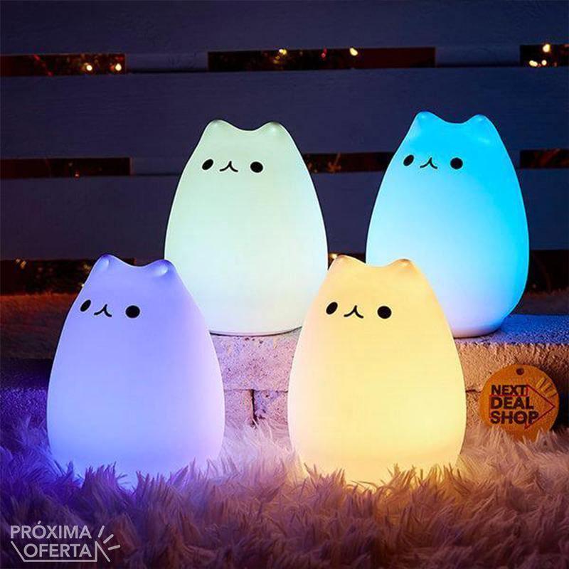 Gato Abajur - Muda de Cor com Sensor ao Toque - Nuvendix